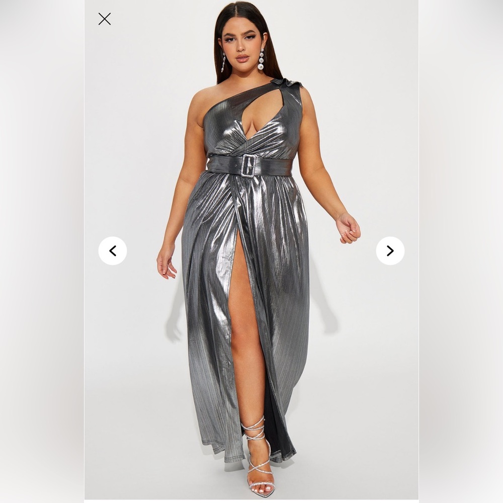 Fashion Nova Silver Maxi Dress